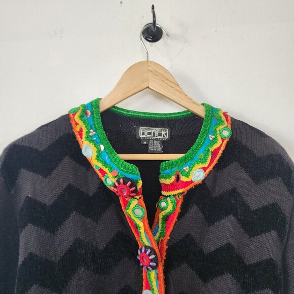 Berek Takako Sakon Art To Wear Sweater Medium Button Down Cardigan Geometric - Picture 4 of 4